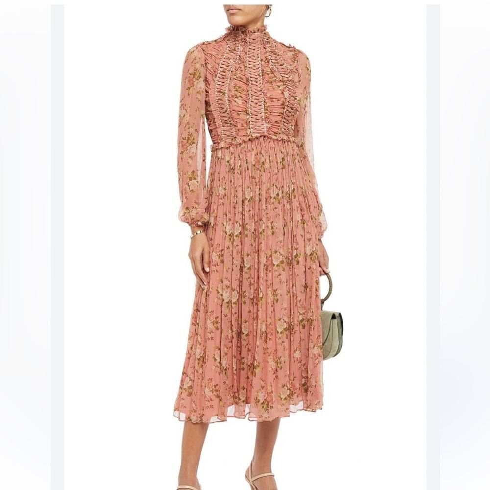 NWOT zimmermann Floral Pink Midi Dress size0
